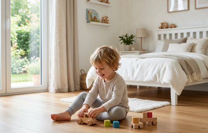 Dormitorio infantil limpio y libre de alergias con piso flotante