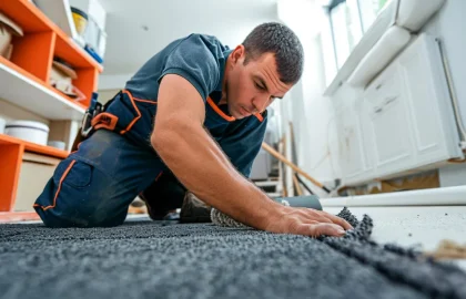 Alfombra de textura suave en un living moderno, ideal para decorar dormitorios y oficinas según la guía de Pisos Alemanes